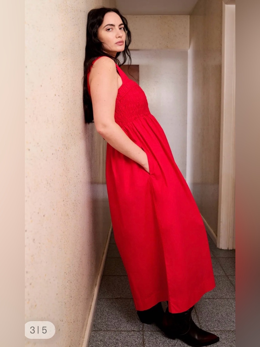 NWT GANNI Smocked Sweetheart Dress size 36 US 4 square neckline smocked bodice - Picture 4 of 13